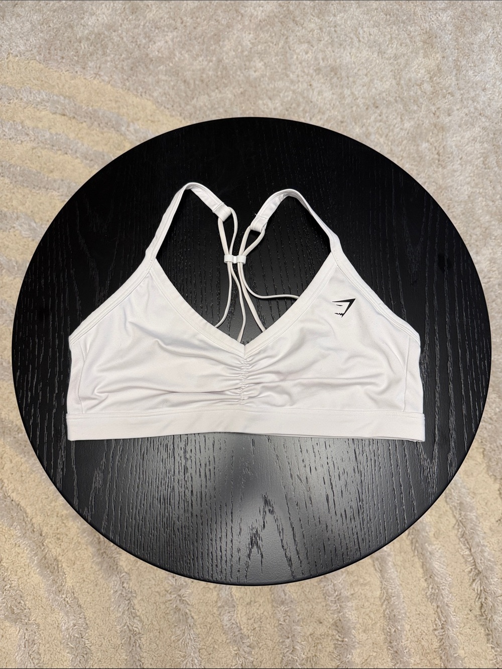 Gymshark White Ruched Strappy Sports Bra